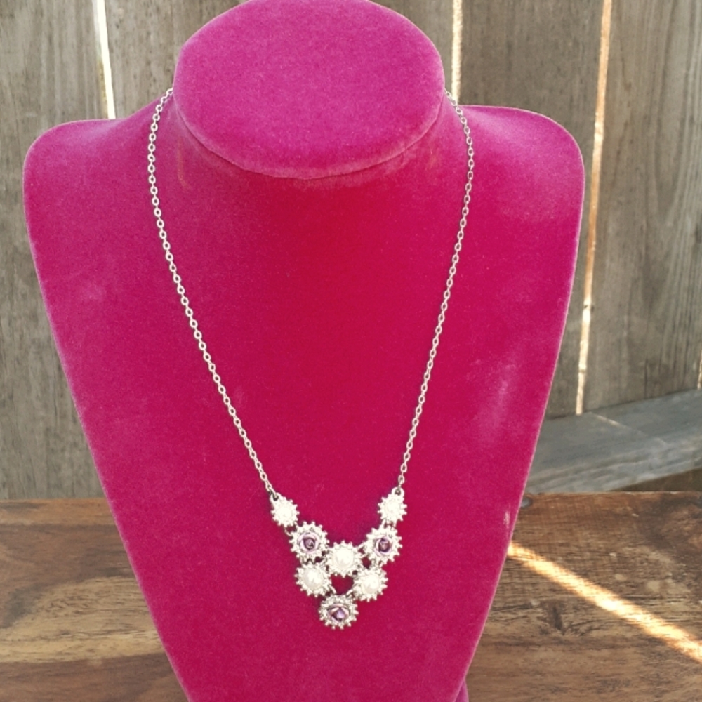 SHB Rose and Faux Pearl Necklace